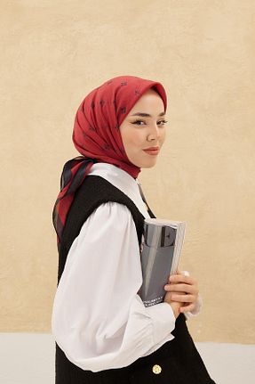روسری قرمز پلی استر Silk Home - کد 792503805