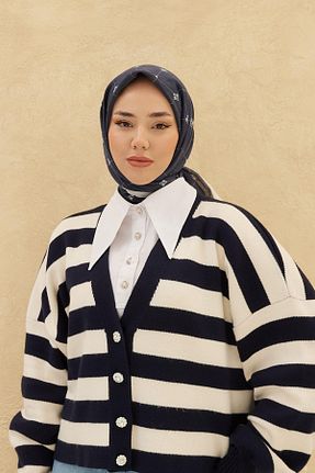 روسری سرمه ای کرپ ساتن ابریشم Silk Home - کد 803585350