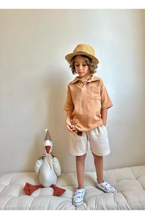ست بالاتنه و پائین تنه قهوه ای بچه گانه بافتنی YİGİT BUTİK - کد 925803666