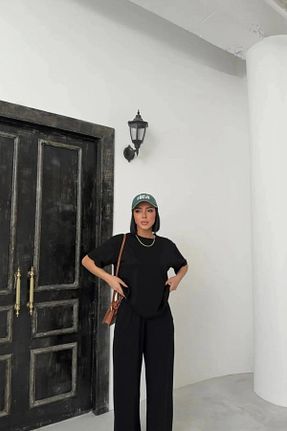 ست بالاتنه و پائین تنه مشکی زنانه بافتنی Chago - کد 925427752