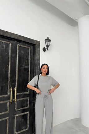 ست بالاتنه و پائین تنه طوسی زنانه بافتنی Chago - کد 925427669
