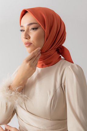 روسری نارنجی پلی استر Silk Home - کد 655200447