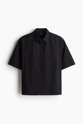 پیراهن مشکی مردانه اورسایز H&M - کد 925432243