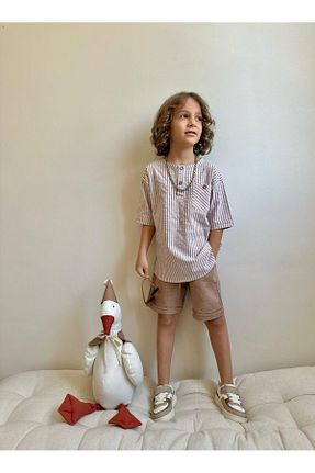 ست بالاتنه و پائین تنه قهوه ای بچه گانه بافتنی YİGİT BUTİK - کد 925805401