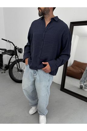 پیراهن سرمه ای مردانه اورسایز BYBASICMAN - کد 925437230