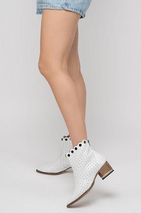 بوت / نیم بوت سفید زنانه چرم خالص PASSAGE SHOES - کد 315449433