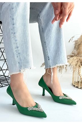 کفش پاشنه بلند کلاسیک سبز زنانه پاشنه تخت Joyboyshop - کد 925817636