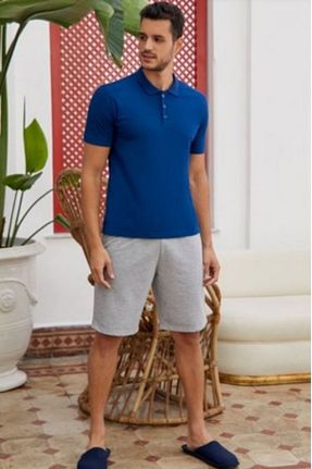 ست لباس راحتی آبی مردانه ساده Eros Pijama - کد 925449270