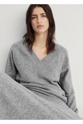پلیور طوسی زنانه ساده MANGO - کد 925448784