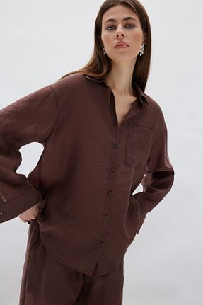 پیراهن قهوه ای زنانه اورسایز Defacto - کد 903964233