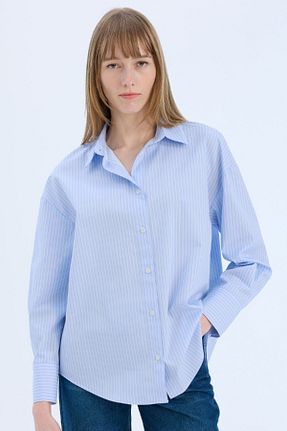 پیراهن آبی زنانه اورسایز Defacto - کد 899666607