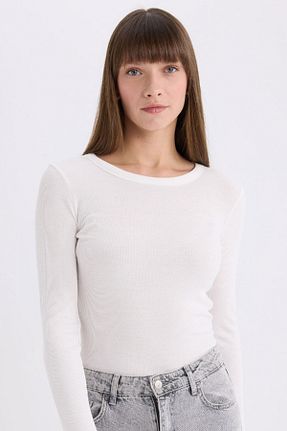 بلوز نباتی زنانه ساده Defacto - کد 889041328