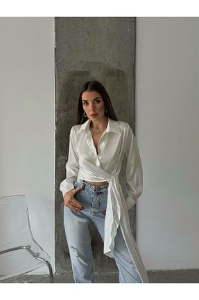 پیراهن سفید زنانه اورسایز SUFFLE WEAR - کد 892466921