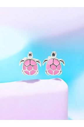گوشواره نقره صورتی بچه گانه 925 عیار LITTLELUXE - کد 883933033