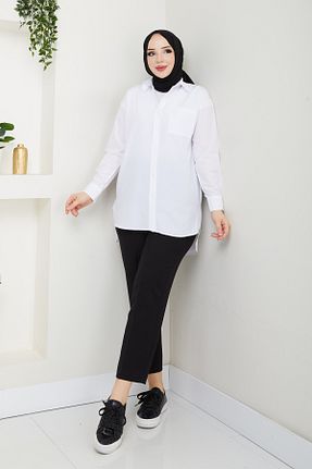 تونیک حجاب سفید زنانه پنبه ای QUMET - کد 925581418
