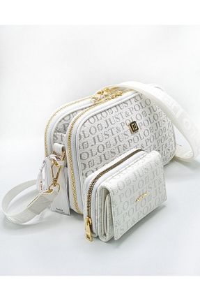 کیف دوشی سفید زنانه چرم مصنوعی Just Polo - کد 925729855