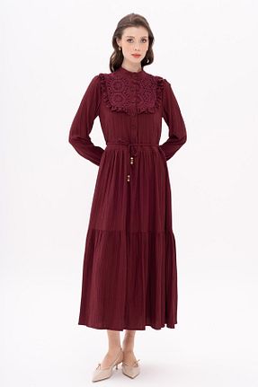 لباس حجاب زرشکی زنانه رگولار Olcay - کد 925609447