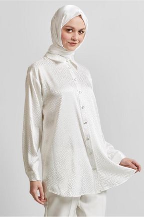تونیک حجاب سفید زنانه مخلوط ویسکون Alvina - کد 925637317