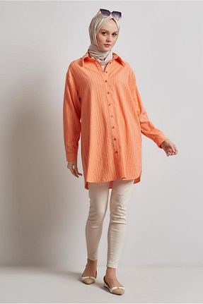 تونیک حجاب نارنجی زنانه مخلوط پلی استر Alvina - کد 925637665