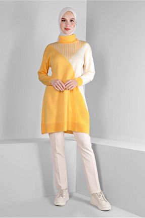 تونیک حجاب زرد زنانه مخلوط پلی استر Alvina - کد 794074089