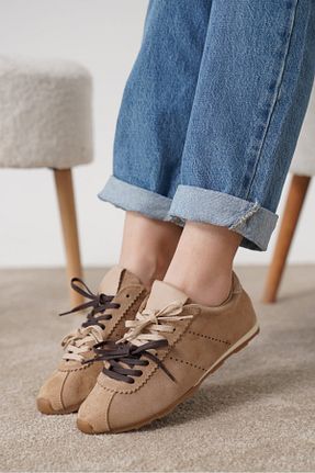 کفش اسنیکر قهوه ای زنانه چرم اصل luuq shoes - کد 924262344