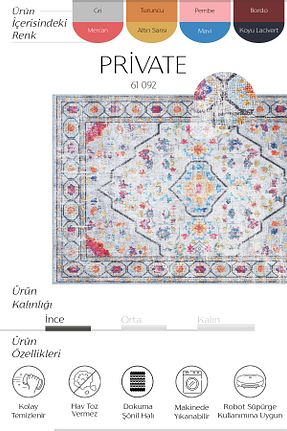 فرش طوسی قابل شستشو Cool Halı - کد 905717527