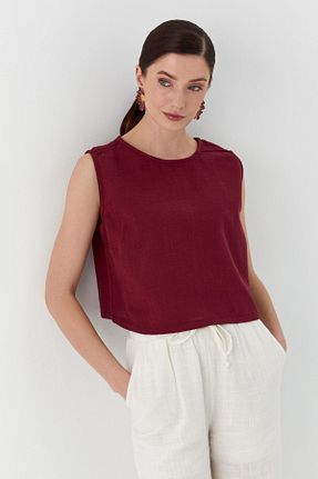 بلوز زرشکی زنانه ساده Shopping Shop - کد 925651345