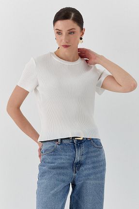 بلوز سفید زنانه ساده Shopping Shop - کد 925651318