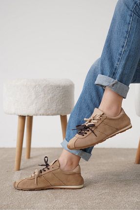 کفش اسنیکر قهوه ای زنانه چرم اصل luuq shoes - کد 924262344