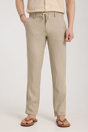 شلوار بژ مردانه کتان muzzo jeans - کد 925659187