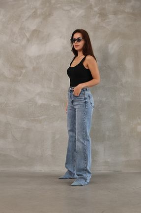 شلوار جین فیروزه ای زنانه پاچه ساده Bluesuccess - کد 925695650