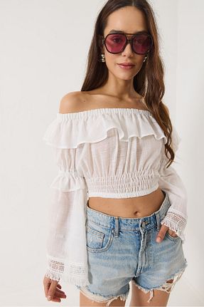 بلوز سفید زنانه Straight Bianco Lucci - کد 925697746