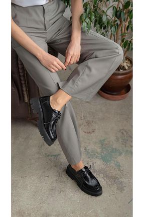 کفش لوفر مشکی زنانه پاشنه کوتاه (1 - 4 سانتی متر) ECENİN BUTİĞİ - کد 925934301