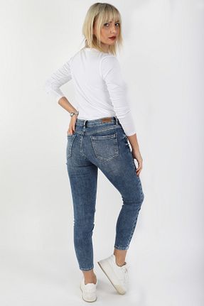 شلوار جین آبی زنانه پاچه تنگ BALİNS - کد 56924516