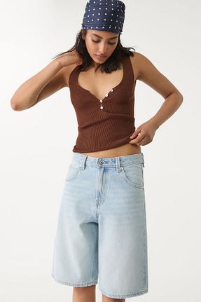 شلوارک و برمودا آبی زنانه فاق افتاده Stradivarius - کد 925705088