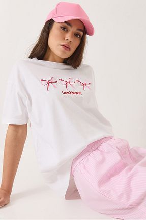 تیشرت سفید زنانه Straight Bianco Lucci - کد 925707118