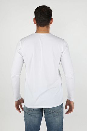تیشرت سفید مردانه یقه هفت BALİNS - کد 43505702