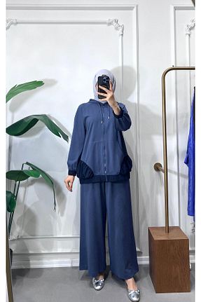 ست بالاتنه و پائین تنه آبی زنانه بافتنی Cloche - کد 925715277