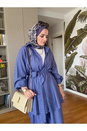 ست بالاتنه و پائین تنه حجاب بنفش زنانه رگولار Aselim Hijap Moda - کد 899823231