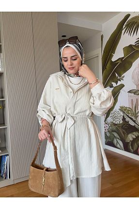 ست بالاتنه و پائین تنه حجاب بژ زنانه رگولار Aselim Hijap Moda - کد 899823222