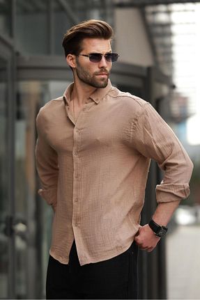 پیراهن قهوه ای مردانه رگولار Madmext - کد 925754577