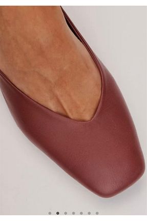 بابت زرشکی زنانه چرم خالص VİNİCCİ AYAKKABI - کد 925749687