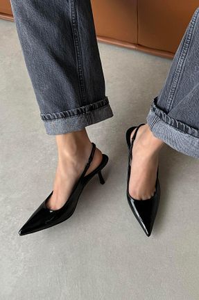 کفش پاشنه بلند کلاسیک مشکی زنانه چرم لاکی Straswans - کد 925758352
