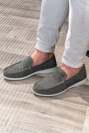 کفش کژوال طوسی مردانه چرم خالص D&M DANİ&MARCA - کد 711457985