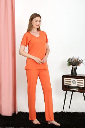 ست لباس راحتی نارنجی زنانه ساده Celira - کد 925759016