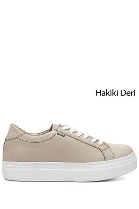 کفش کژوال بژ زنانه چرم خالص GÖNDERİ(R) - کد 669876262