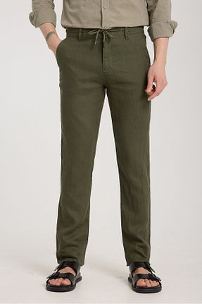 شلوار سبز مردانه کتان muzzo jeans - کد 99107564
