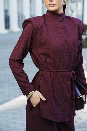 پیراهن زرشکی زنانه Fitted KADRİYE BAŞTÜRK - کد 904054422