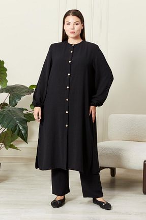 ست بالاتنه و پائین تنه سایز بزرگ مشکی زنانه کش دار Ferace - کد 844559319