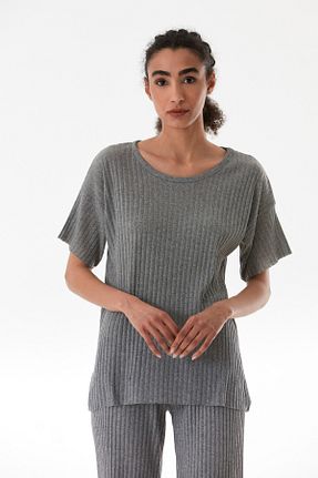 ست بالاتنه و پائین تنه طوسی زنانه بافتنی Fullamoda - کد 925810596